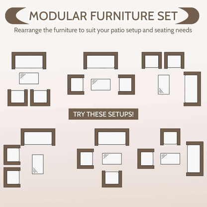 Outdoor Rattan 4 Piece Patio Furniture Conversation Set