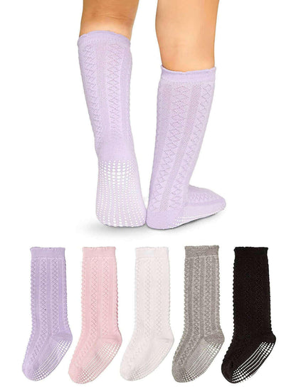 Baby Toddler Non-Slip Knee High Grip Socks - 5 pairs.