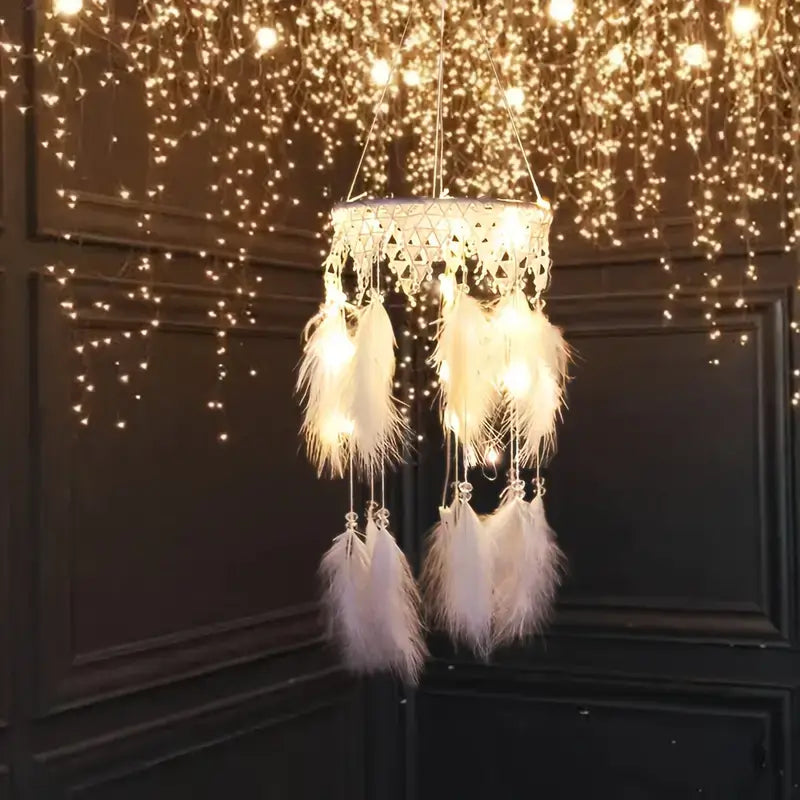 LED Dream Catcher Hanging Light – White