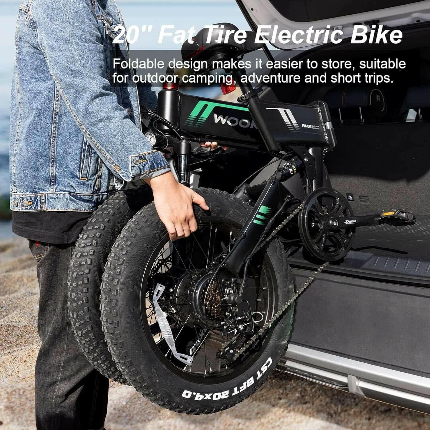 20"X4.0 Fat Tire Electric Bike for Adults, 500W Foldable Electric Bicycle with 48V 10Ah Built-In Battery, Shimano 7 Speed, Dual Shock Absorber