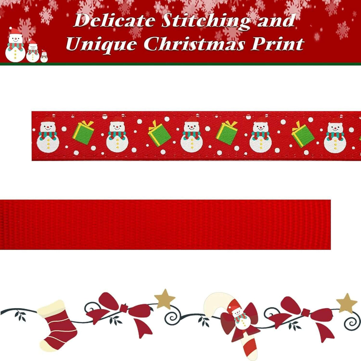 azuza Christmas Snowman Dog Collar with Removable Antler Bowtie