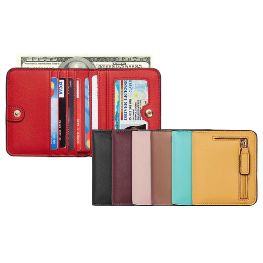 Women's Luxury Compact Faux Leather Bifold rfid Blocking Wallet.