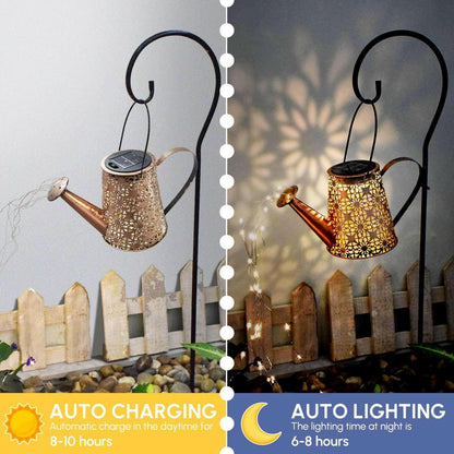 Solar Watering Can Lights Outdoor Decor Hanging Kettle Lantern Light.