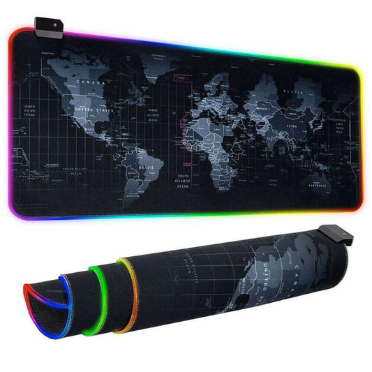 Dragon RGB Gaming Mouse Pad with World Map Design.