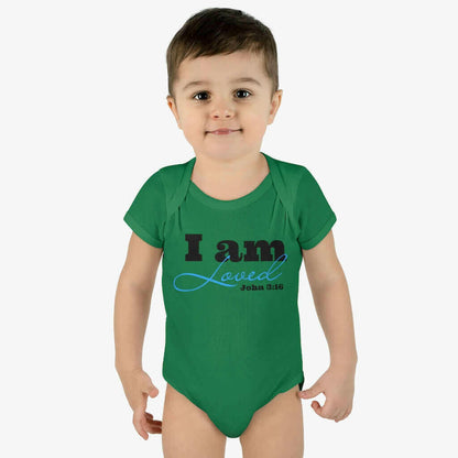 Infant Short Sleeve Bodysuit, Bodysuit, I am Loved Word Art.