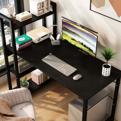 Computer Desk with 4 Storage Shelves, Metal Frame