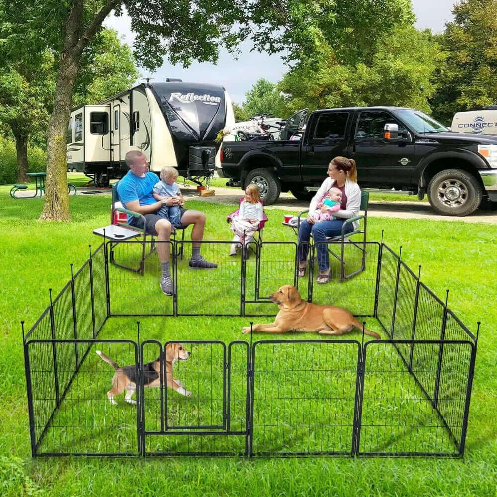 Outdoor Dog Playpen with 8/16 Panels, 40 Inch Height, and Doors