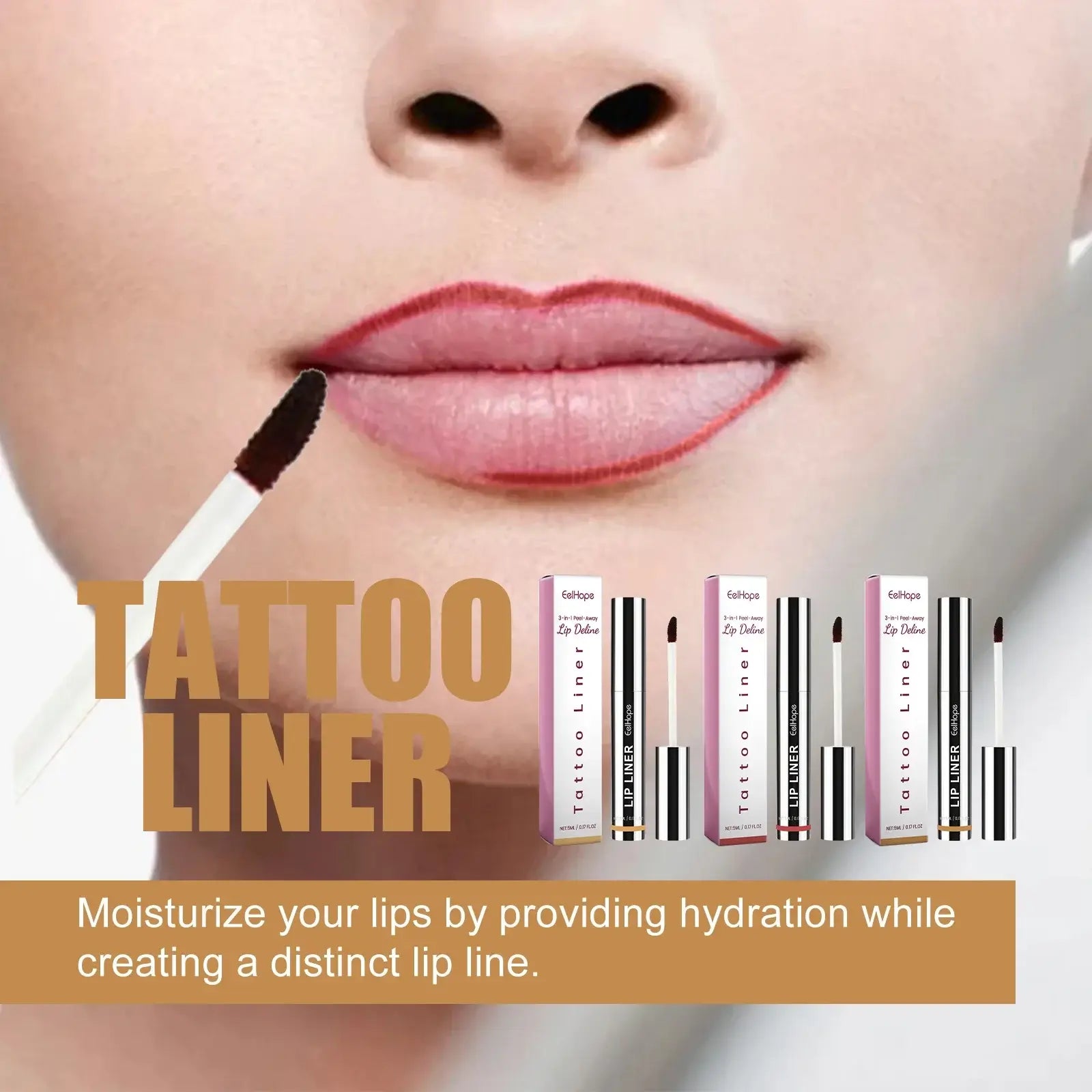 EELHOPE Makeup Lip Liner Lasting Color Waterproof Sweatproof Brighten Lip Tone Nourishing Plumping Peeling Off Tattoo Lip Liner