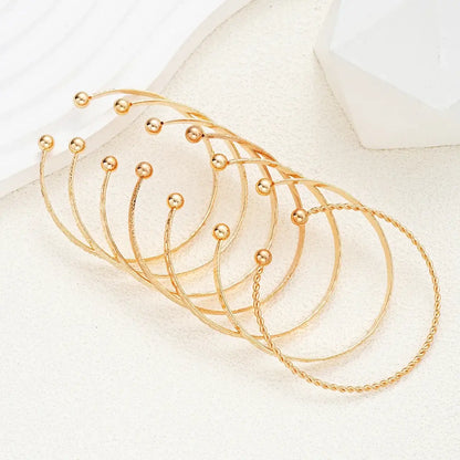 7 Pcs/Set Punk Gold Color Bracelets for Women Streetwear Goth Heart Prints Metal Design Open Bangle Fashion Jewelry Gifts