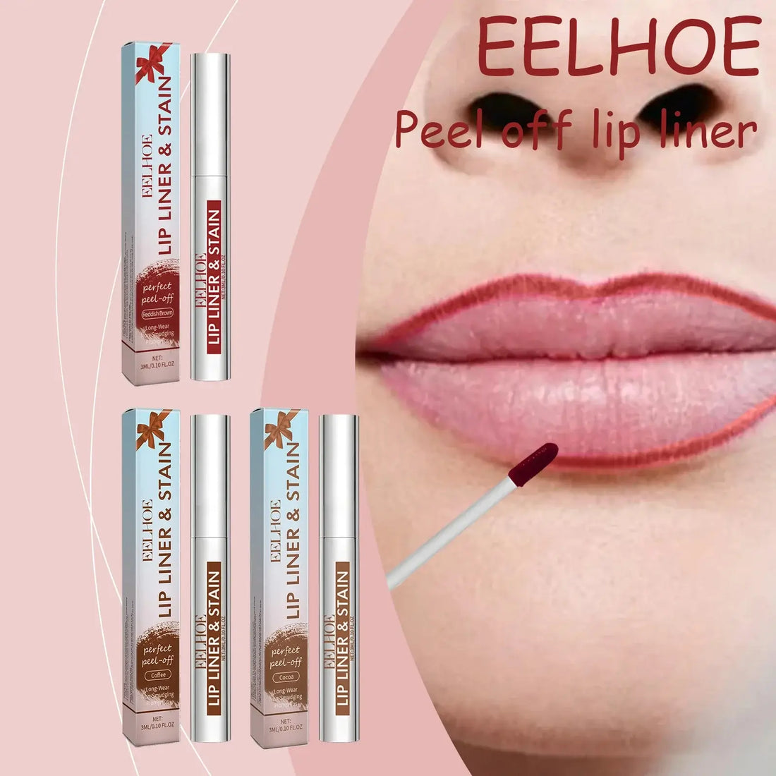 EELHOE 2 Colors Peel Off Lip Liner Easy Color Long Lasting Waterproof Non Stick Natural Tattoo Matte Makeup Hydrating Lip Gloss