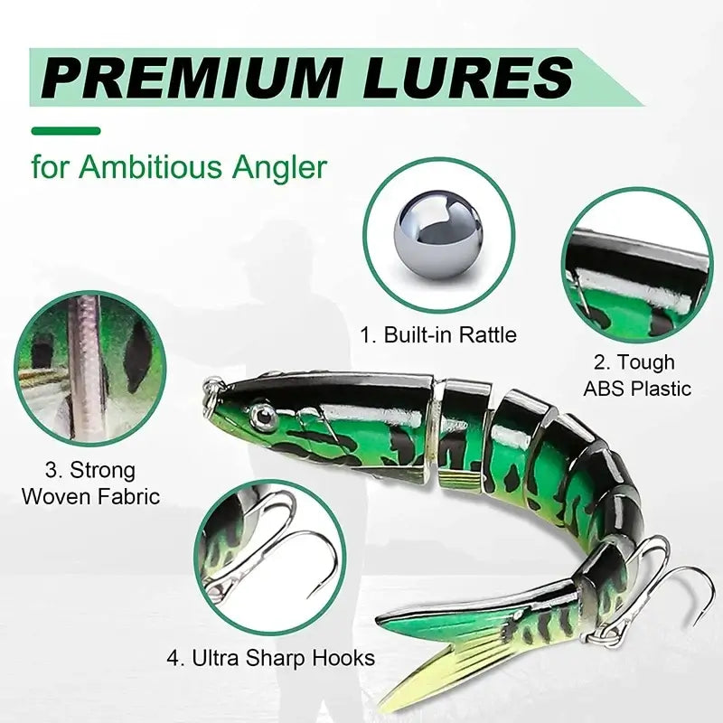 Multi-Jointed Slow-Sinking Swimbait Fishing Lure