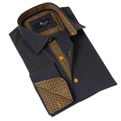 Black inside honeycomb Mens Slim Fit Designer Dress Shirt - tailored.