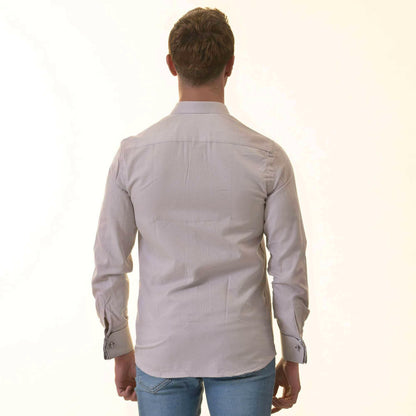 Gray with inside White Ptrined Double Cuff Shirt Mens Slim Fit.