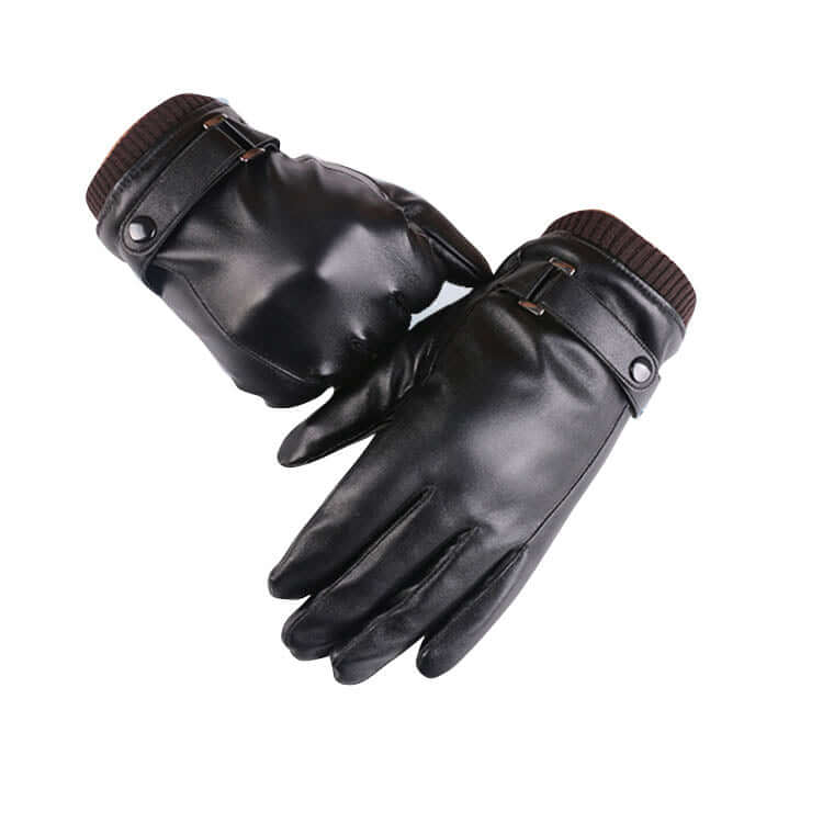 Winter Lined Mens Black Leather Gloves for Winters -Touchscreen warm