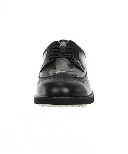 ANew Golf: Men's Camo Wingtip Brogue Shoes - Black.