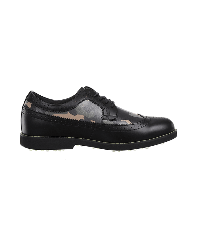 ANew Golf: Men's Camo Wingtip Brogue Shoes - Black.