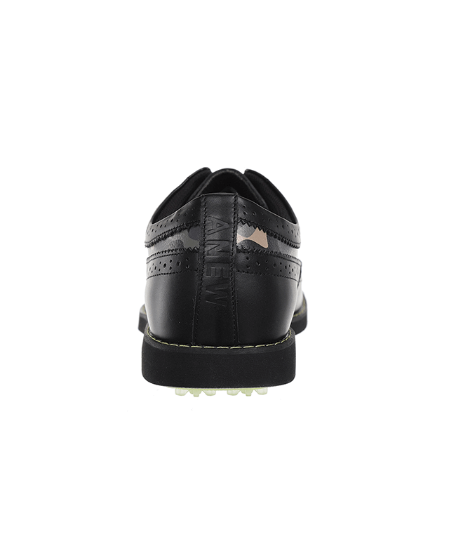 ANew Golf: Men's Camo Wingtip Brogue Shoes - Black.