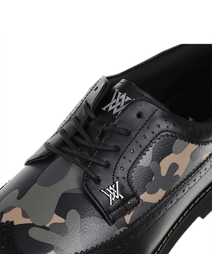 ANew Golf: Men's Camo Wingtip Brogue Shoes - Black.