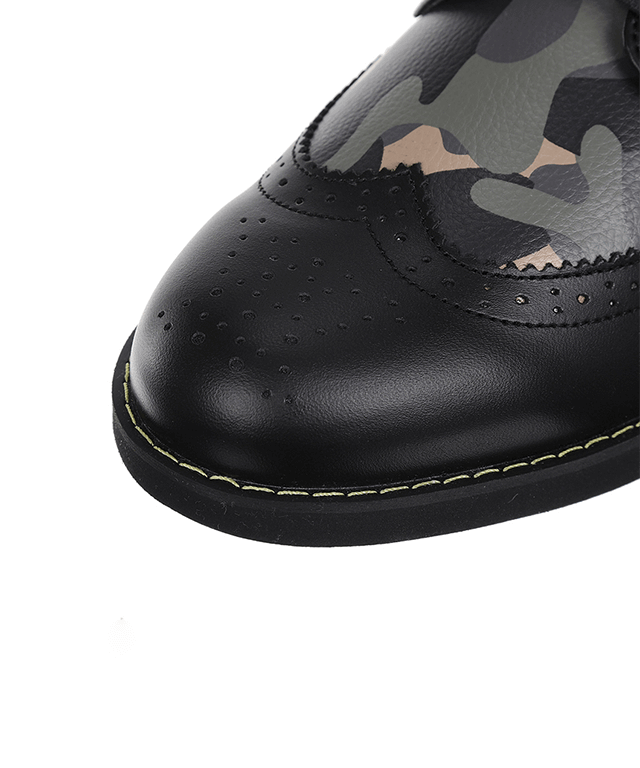 ANew Golf: Men's Camo Wingtip Brogue Shoes - Black