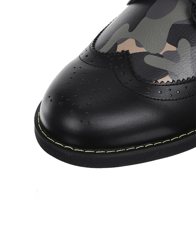 ANew Golf: Men's Camo Wingtip Brogue Shoes - Black.