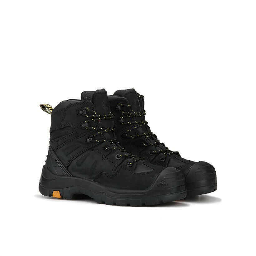 ROCKROOSTER Woodland Black 6 inch Composite Toe Leather Work Boots.