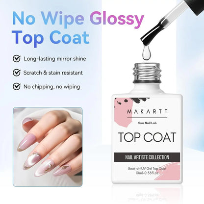 Makartt No-Wipe Gel Top Coat, 2 × 10 ml