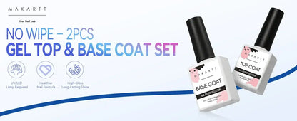 Makartt No-Wipe Gel Top Coat, 2 × 10 ml