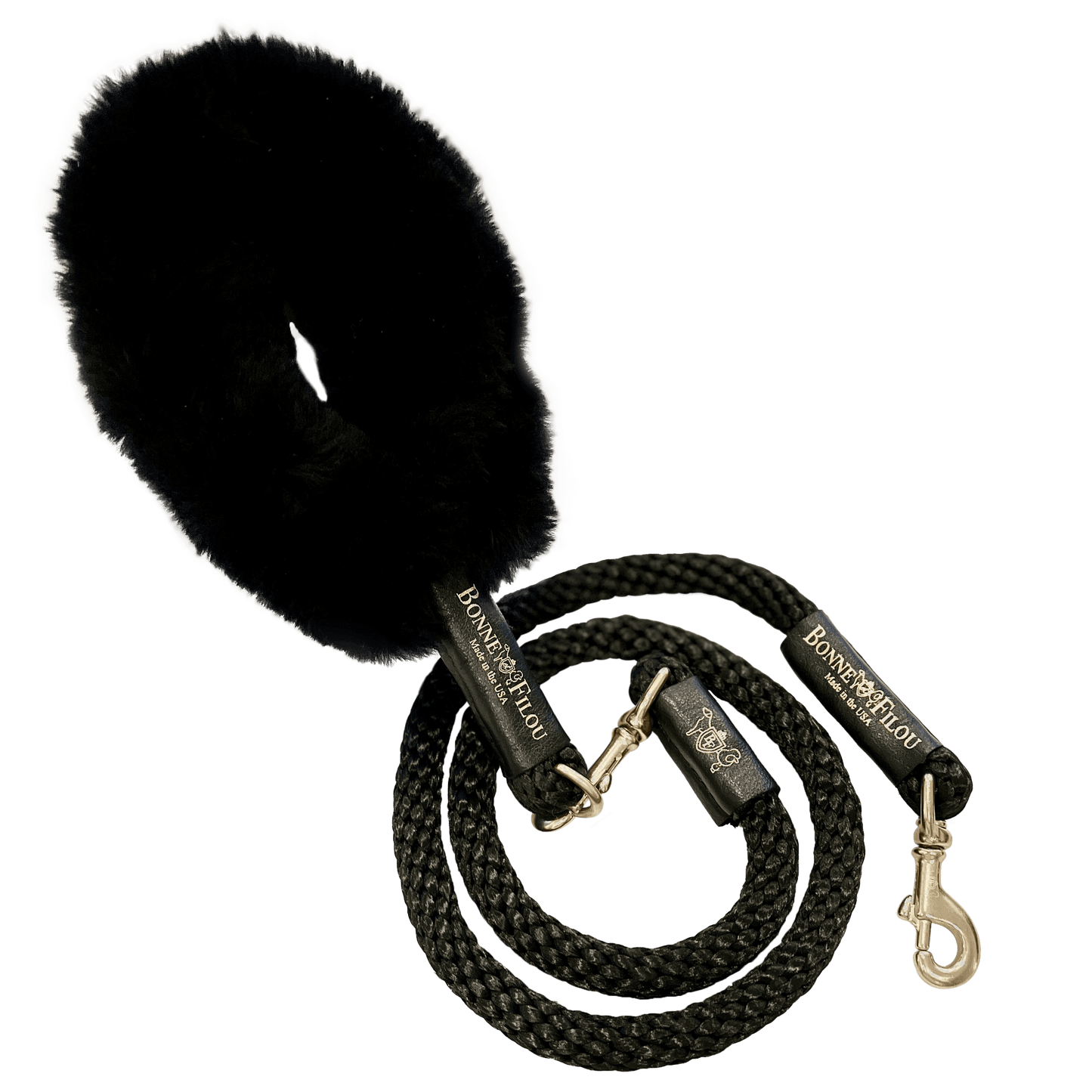 Bundle Shearling Fur Grip + Rope Leash for Dogs.