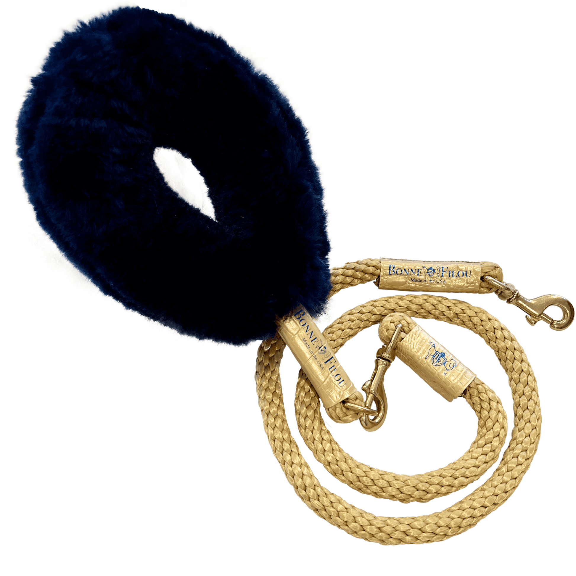 Bundle Shearling Fur Grip + Rope Leash for Dogs.