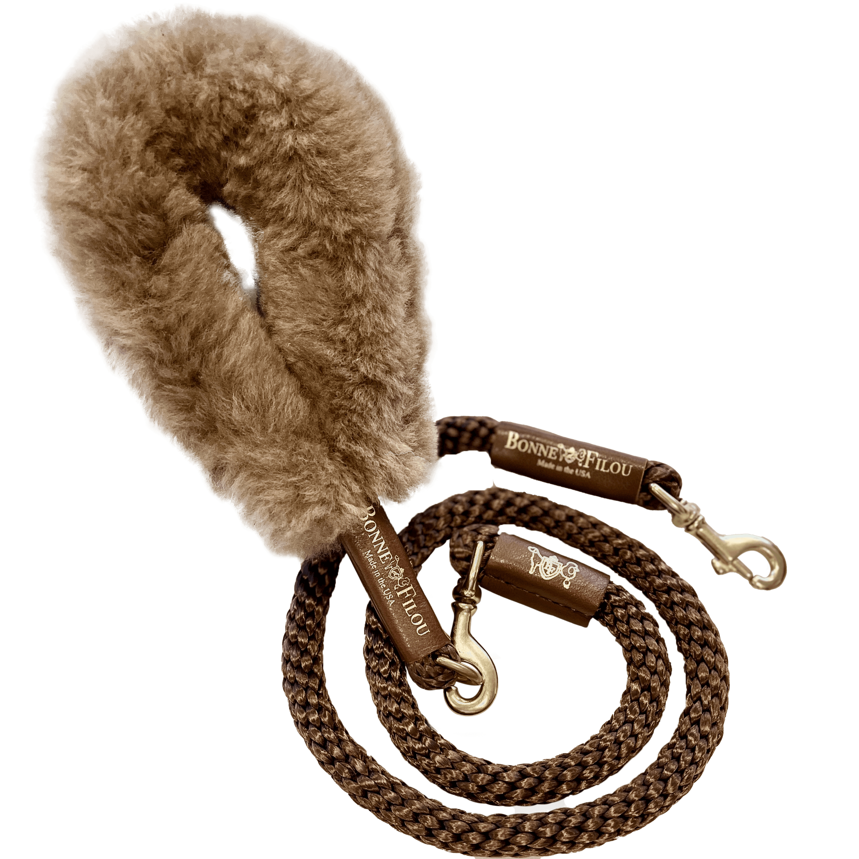 Bundle Shearling Fur Grip + Rope Leash for Dogs
