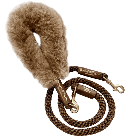 Bundle Shearling Fur Grip + Rope Leash for Dogs