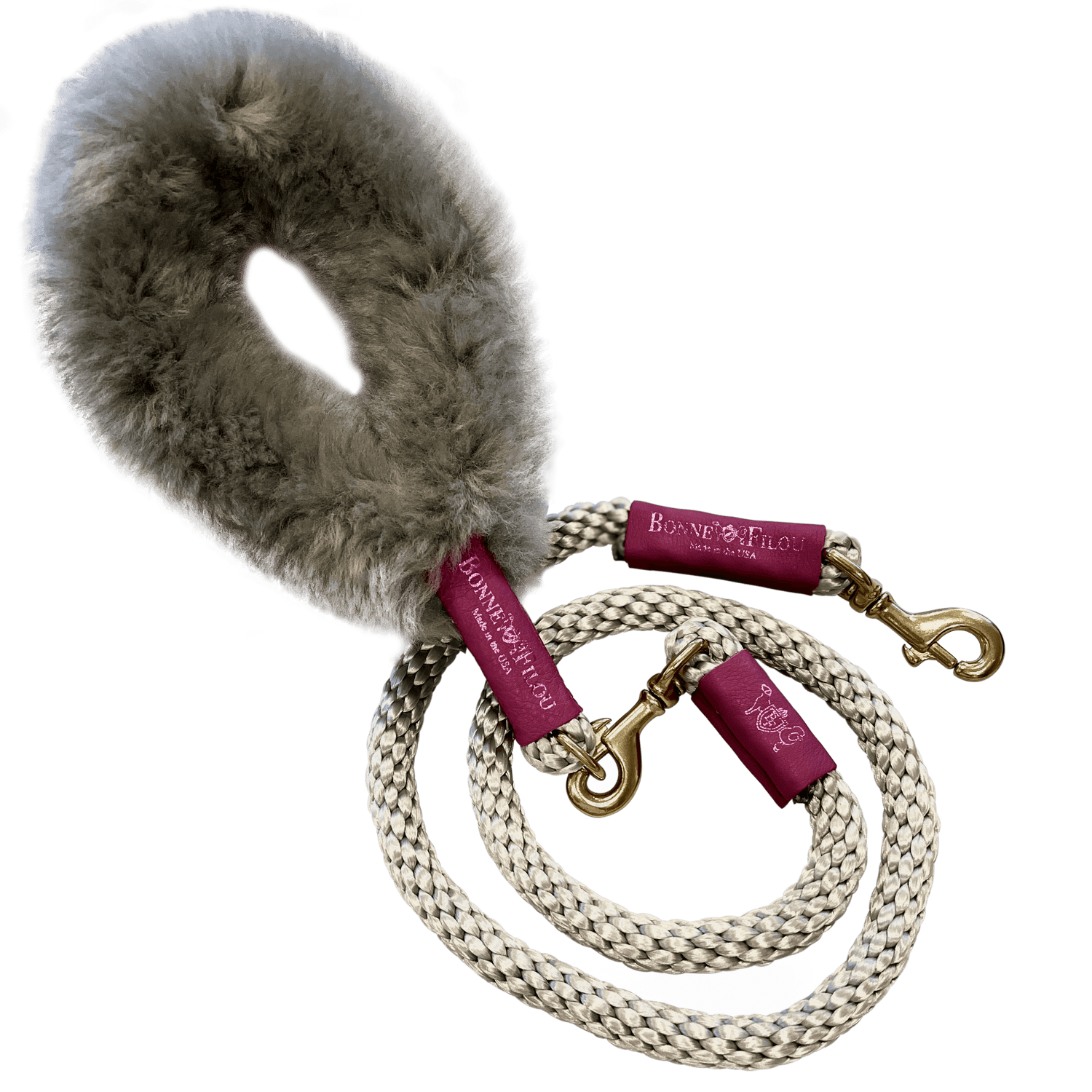 Bundle Shearling Fur Grip + Rope Leash for Dogs