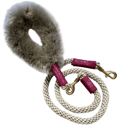 Bundle Shearling Fur Grip + Rope Leash for Dogs.