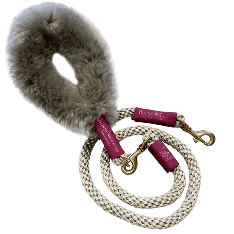 Bundle Shearling Fur Grip + Rope Leash for Dogs