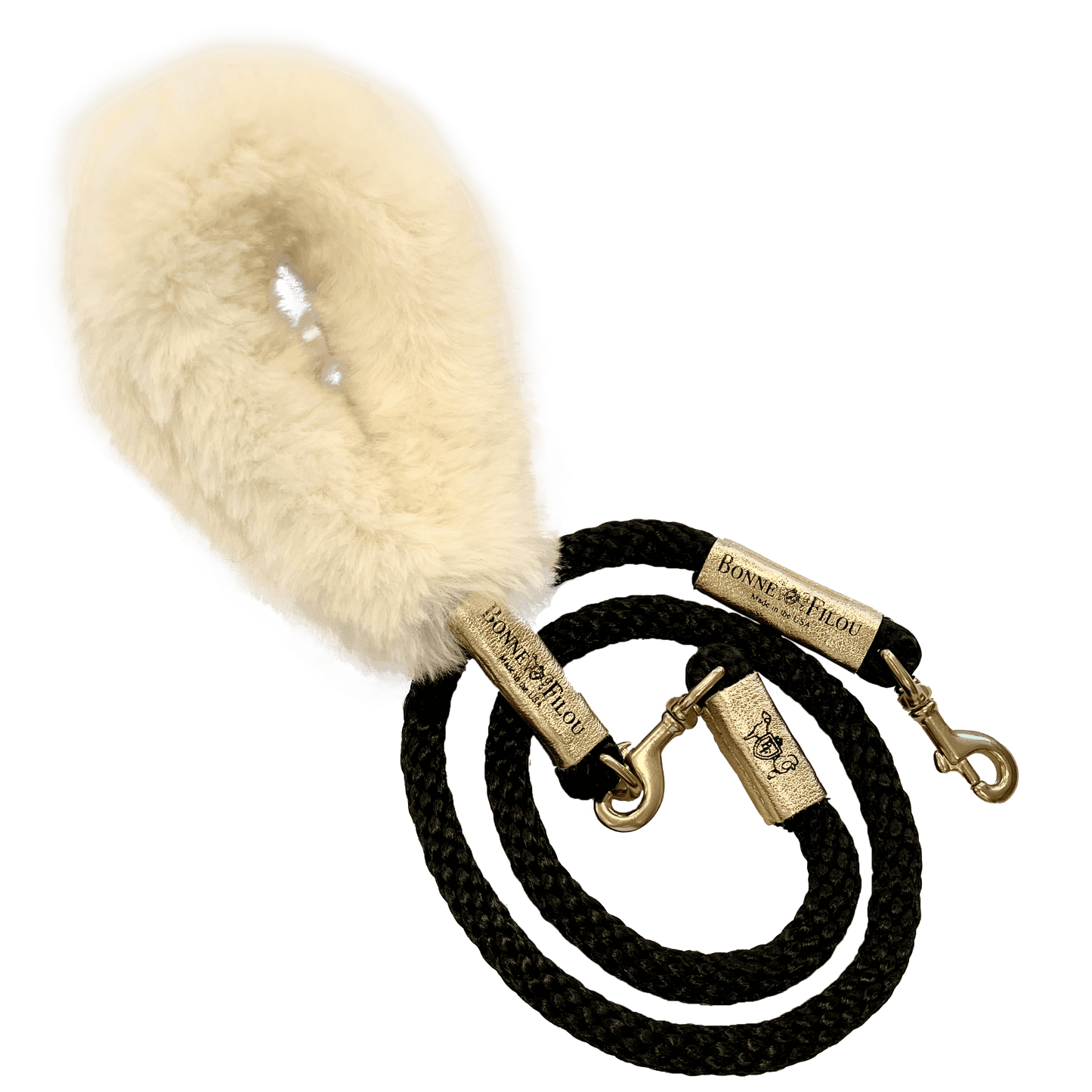 Bundle Shearling Fur Grip + Rope Leash for Dogs.