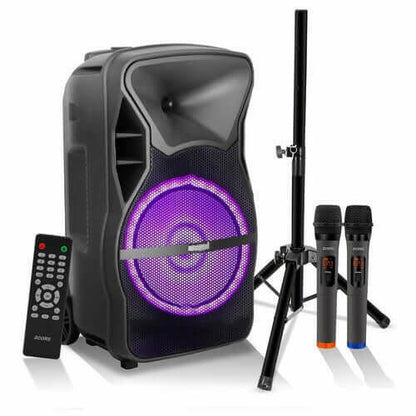 5Core Party Speaker Portable PA System 2 Wireless Mic Bluetooth Loud