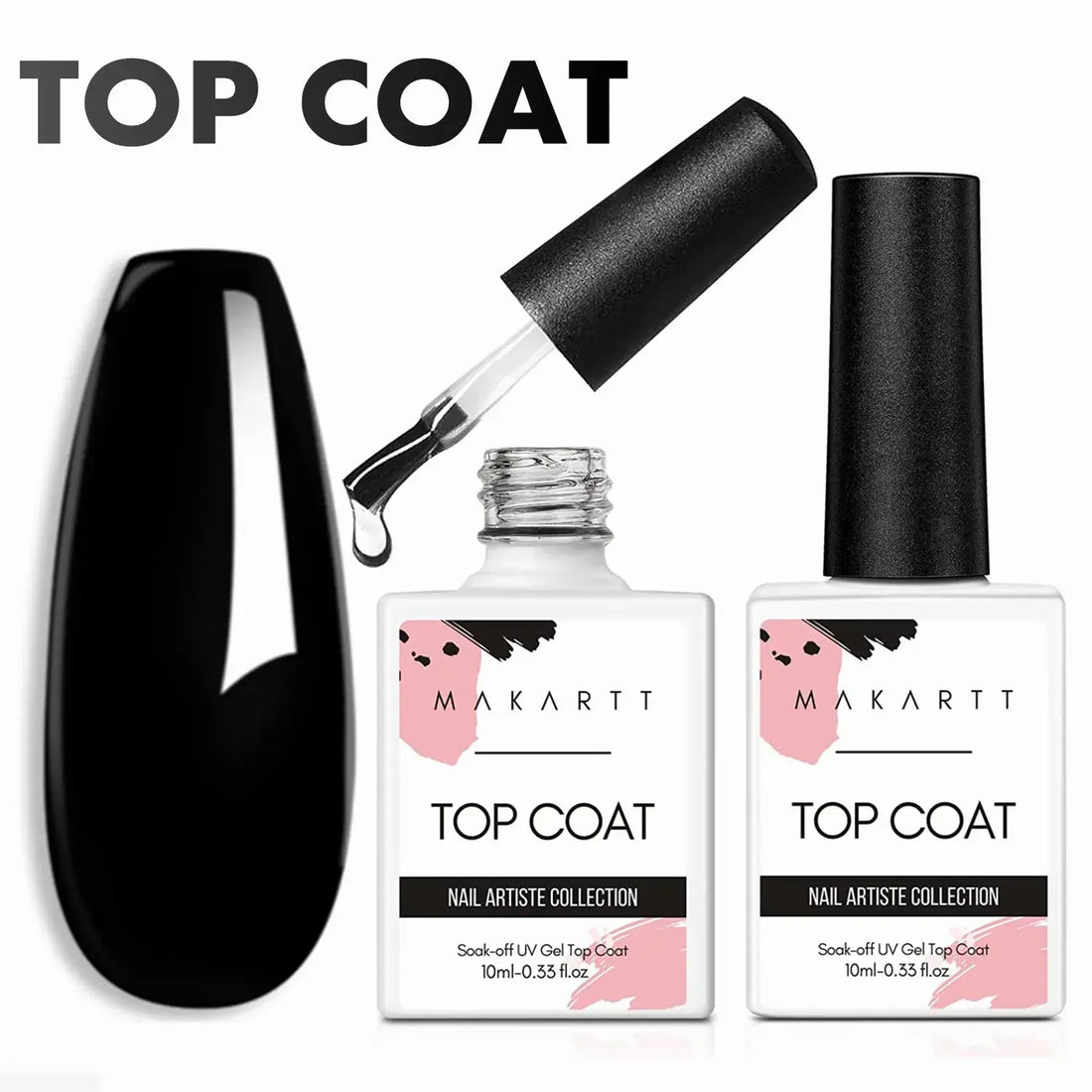Makartt No-Wipe Gel Top Coat, 2 × 10 ml