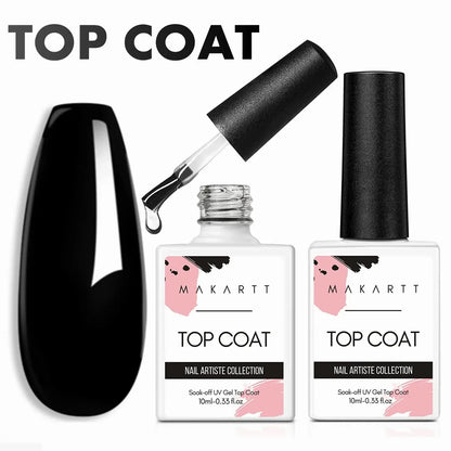 Makartt No-Wipe Gel Top Coat, 2 × 10 ml