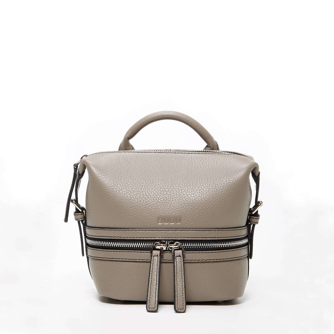 Gray Leather Backpack Purse for Women Convertible Crossbody Bag Medium