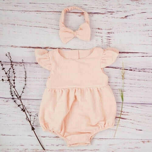 Cotton Newborn Onesie and Bonnet Set