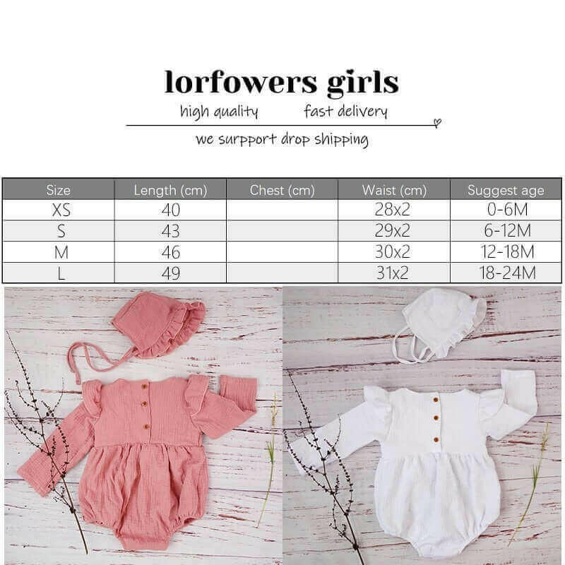 Cotton Newborn Onesie and Bonnet Set