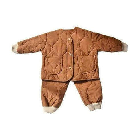 Autumn Winter boys girls 4 colors quilted clothes sets  children.