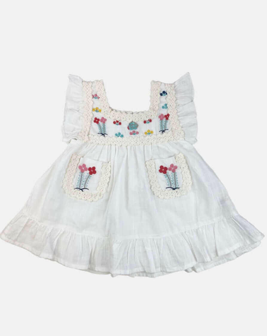 maribel embroidered dress || white.