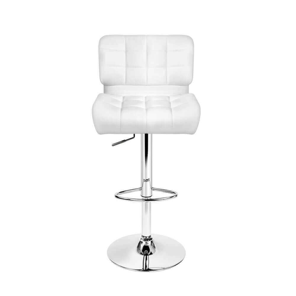 Artiss Set of 2 PU Leather Gas Lift Bar Stools - White and Chrome.