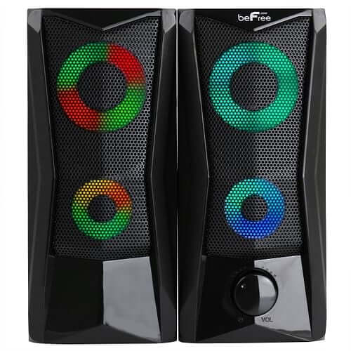 beFree Sound Computer Gaming Speakers with Color LED RGB Lights