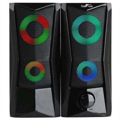 beFree Sound Computer Gaming Speakers with Color LED RGB Lights