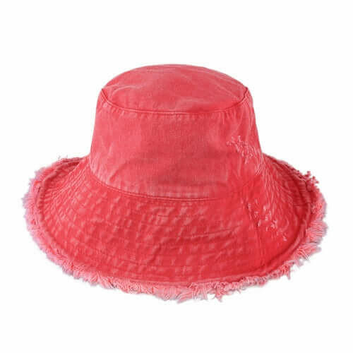 Wide Brim Frayed Bucket Hat.