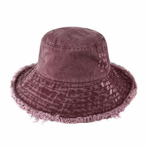 Wide Brim Frayed Bucket Hat.