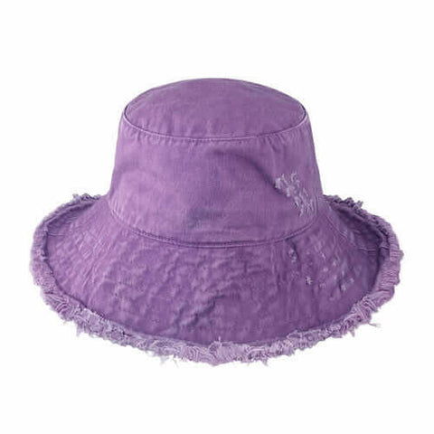 Wide Brim Frayed Bucket Hat.