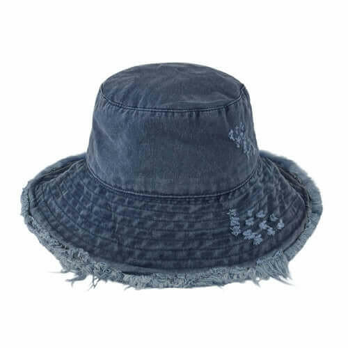 Wide Brim Frayed Bucket Hat.